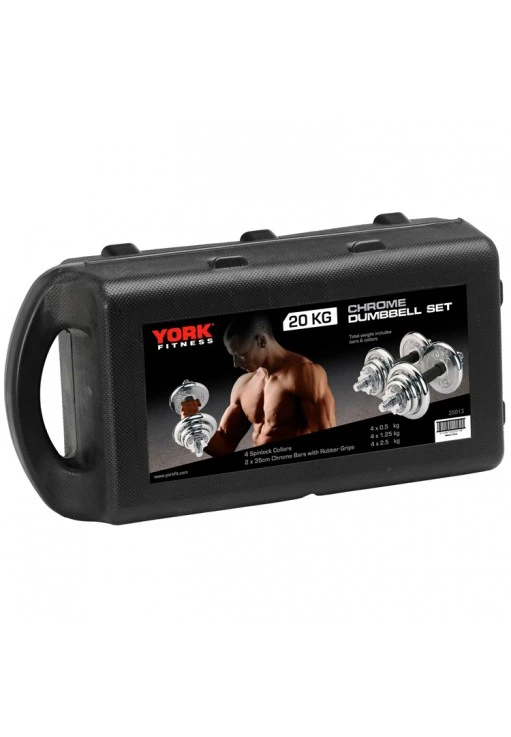 Gantera p/set 20 kg YORK Black Cast Iron Dumbbell Spinlock in PVC case