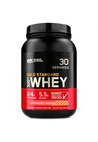 Proteine din zer Optimum Nutrition Gold Standard 100% WHEY Strawberry  Banana 2lb